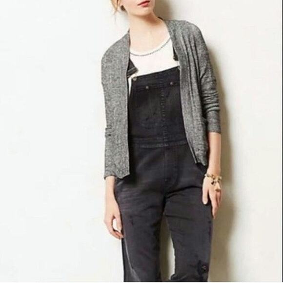 Anthropologie Deletta Metallic Silver Gray Knit Open Cardigan Sweater Size S - Picture 14 of 15